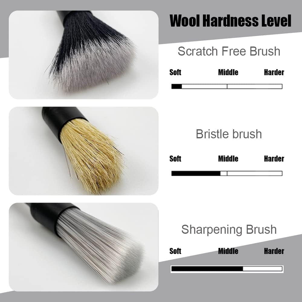 3PCS Car Detailing Brush Set, Car Cleaning Brushes, Auto Exterior Interior Detailing Brushes Tool, Ultra No Scratch Detailing Brush Universal for Air Vents, Wheels, Car Seat Interior Exterior