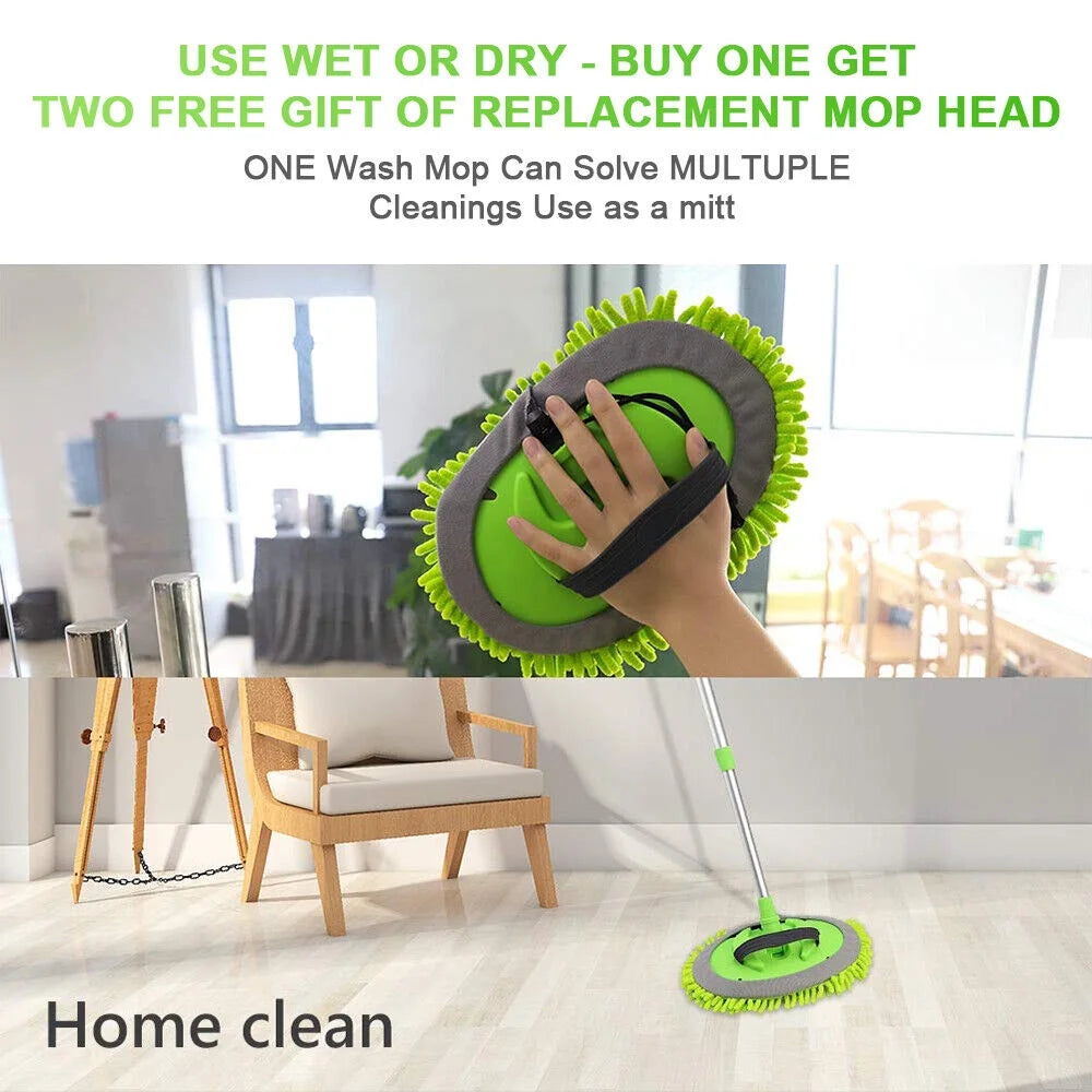 Car Wash Brush Extendable Pole Revolving Care Washing Brush Sponge Cleaning