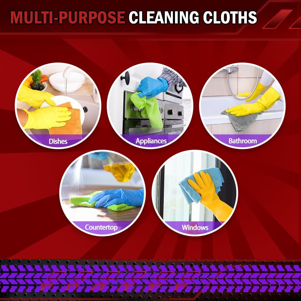 Microfiber Cleaning Cloth 24 Pack, Microfiber Towels for Cars, Soft & Absorbent Cleaning Rags, Premium Lint Free Shop Towels for House, Kitchen, Car, 12Inx16In