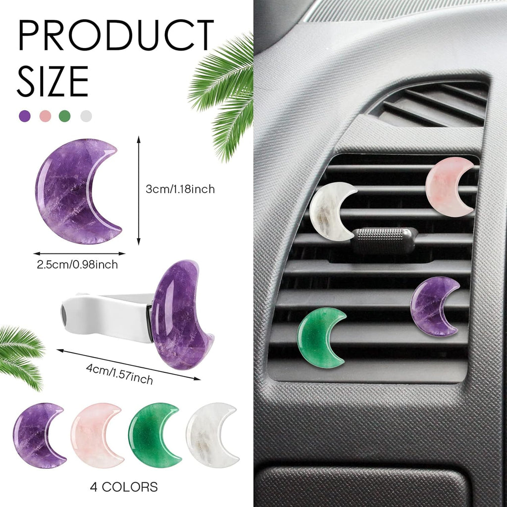 Moon Crystals Car Vent Clip Car Freshener Clip Car Accessories Car Accessories for Women Car Fresheners for Women Quartz Crystals Car Air Fresheners Vent Clips (Moon Style)