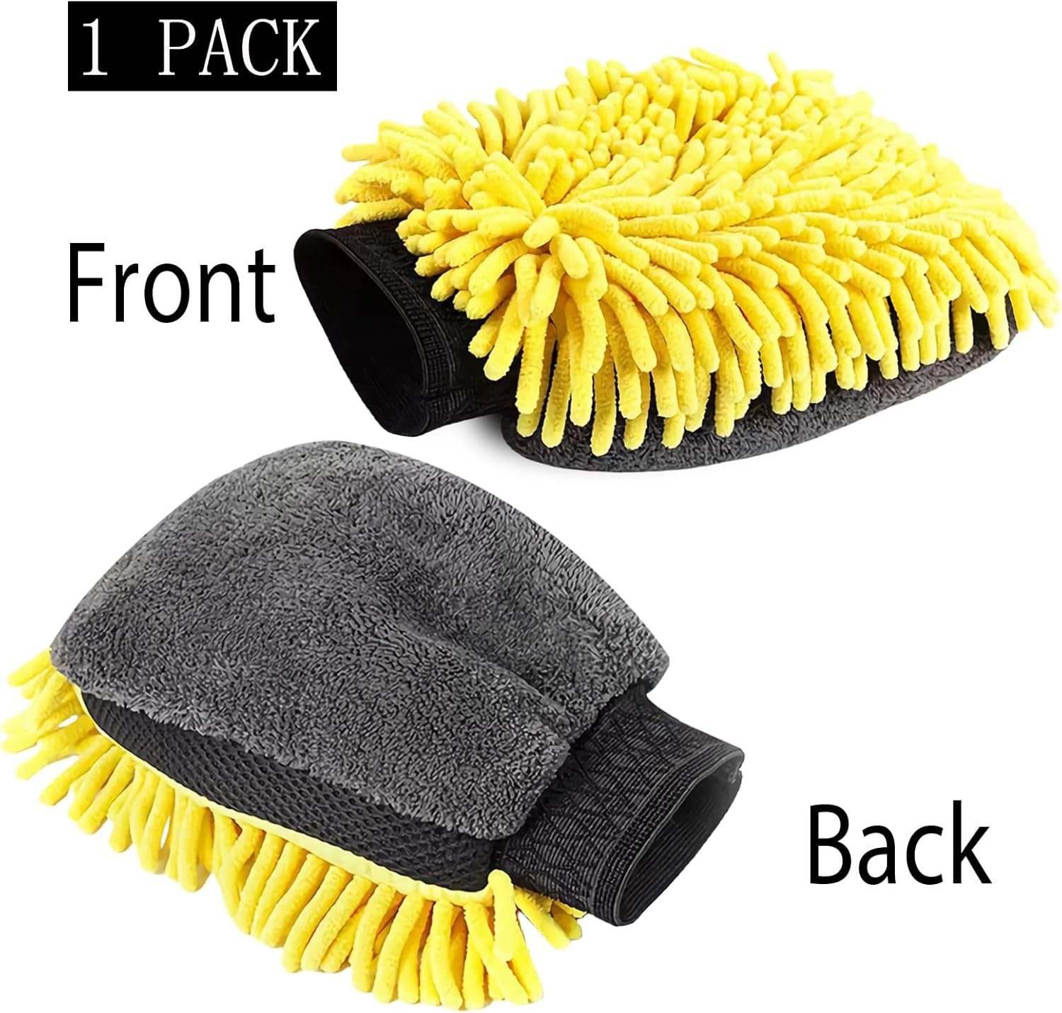 Car Wash Mitt 3 in 1 Microfiber for Clean Cars Scratch-Free Waterproof Washing Glove Dry Mitt for Motorcycles Car Detailing Three-Sided Chenille Mesh Plush Microfiber (1 Pack-7 X 10 Inch)