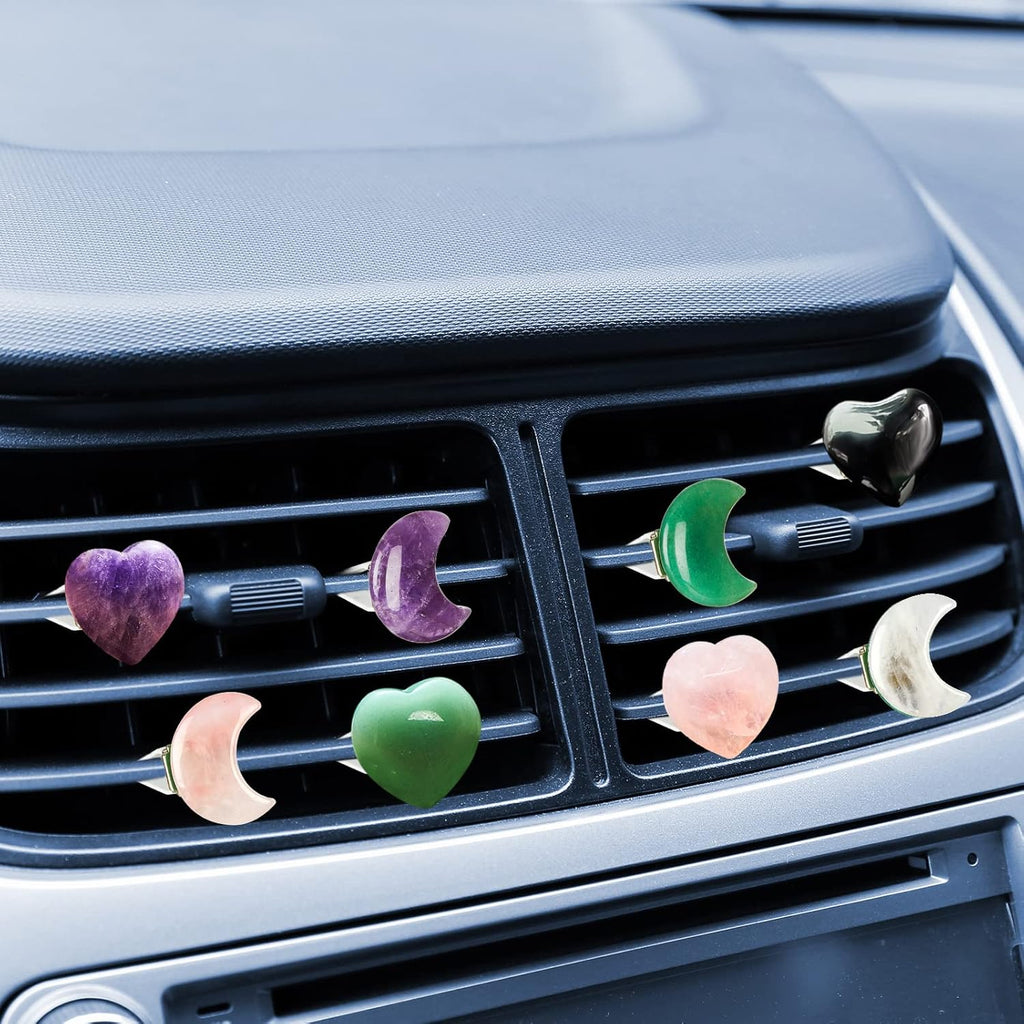 Moon Crystals Car Vent Clip Car Freshener Clip Car Accessories Car Accessories for Women Car Fresheners for Women Quartz Crystals Car Air Fresheners Vent Clips (Moon Style)