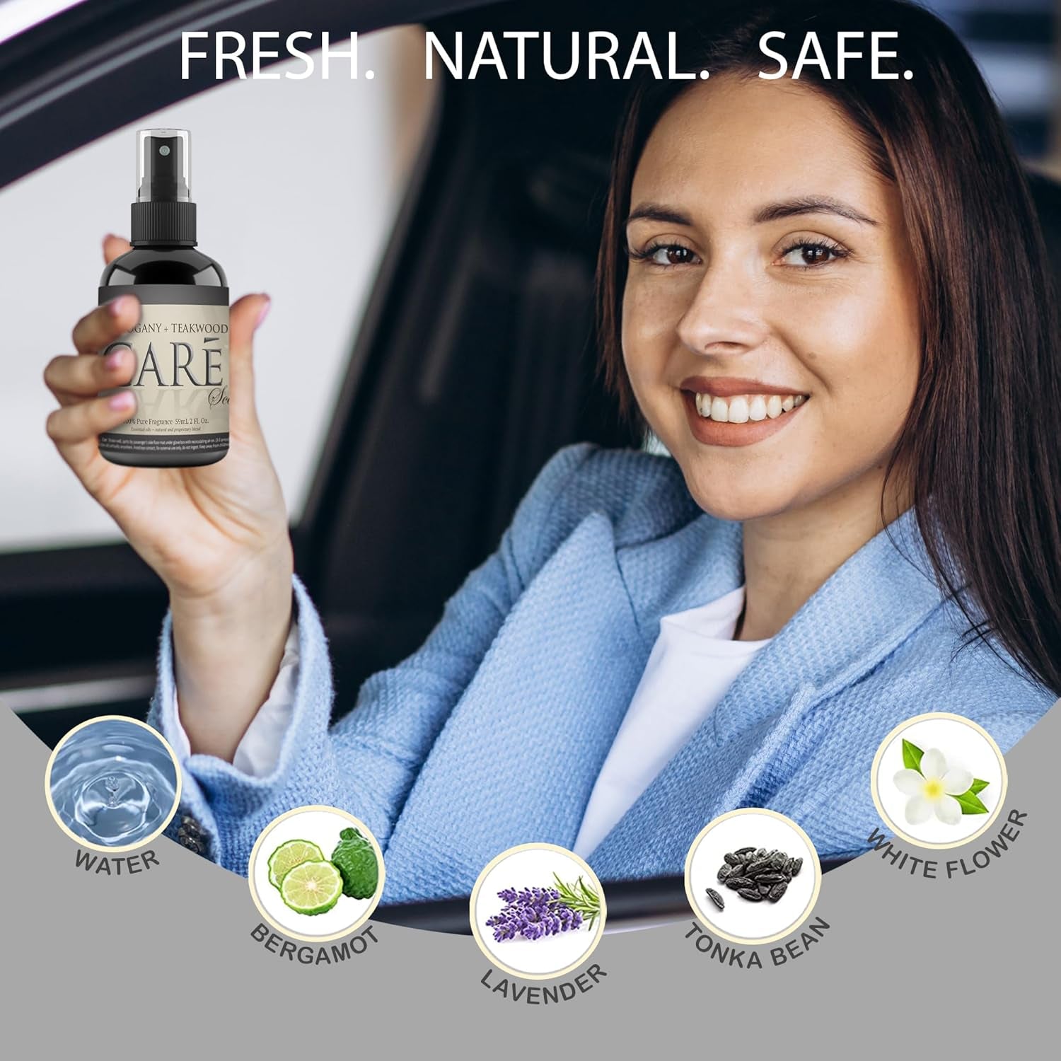 Luxury Car Air Freshener Spray - Long Lasting Odor Eliminator, Deodorize & Freshen, Truck & RV Accessories 2Oz - Mahogany Teakwood (2 Pack)