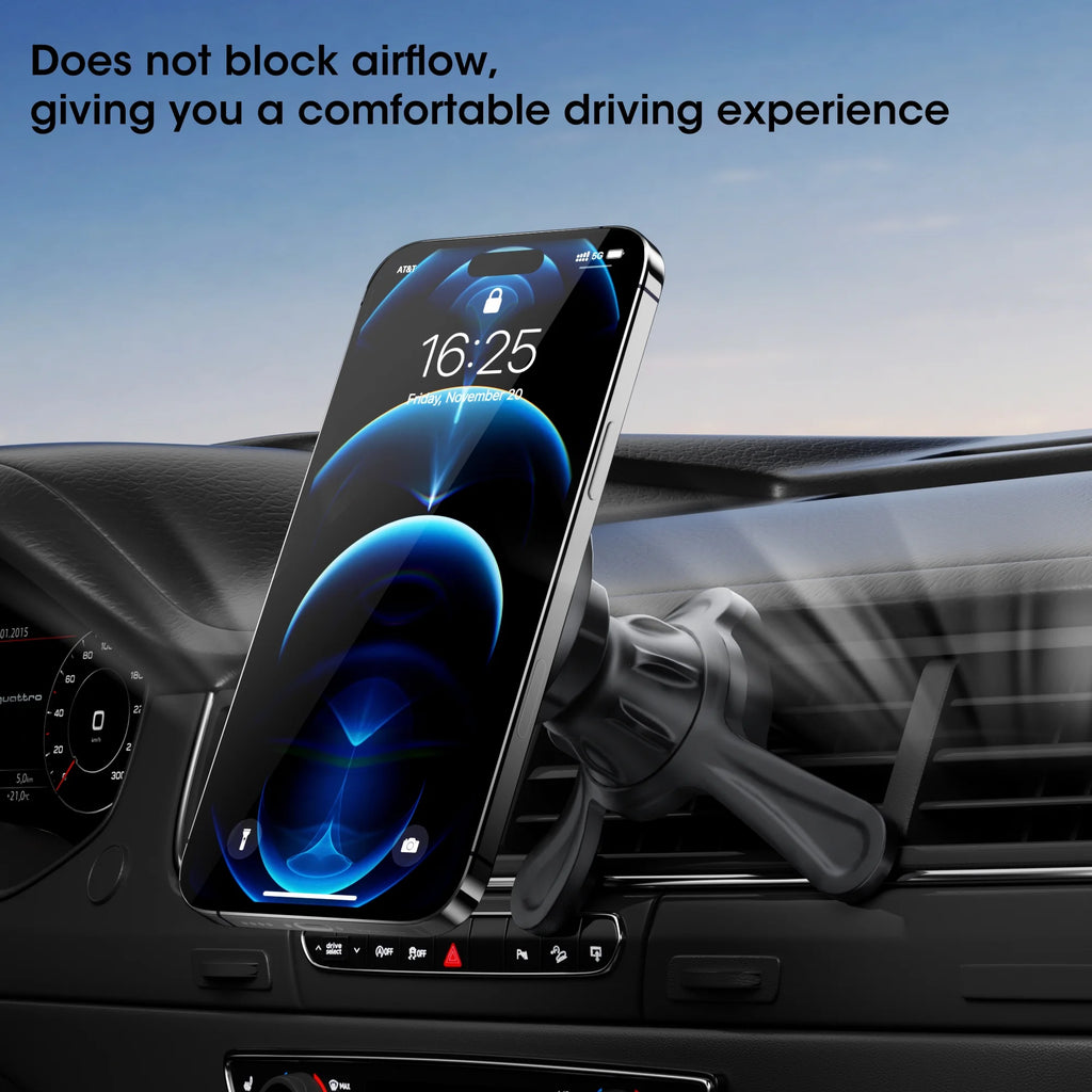 Universal Magnetic Phone Mount with Magnetic Disc, 360° Rotation, Air Vent Holder, Super Strong Magnet, Black