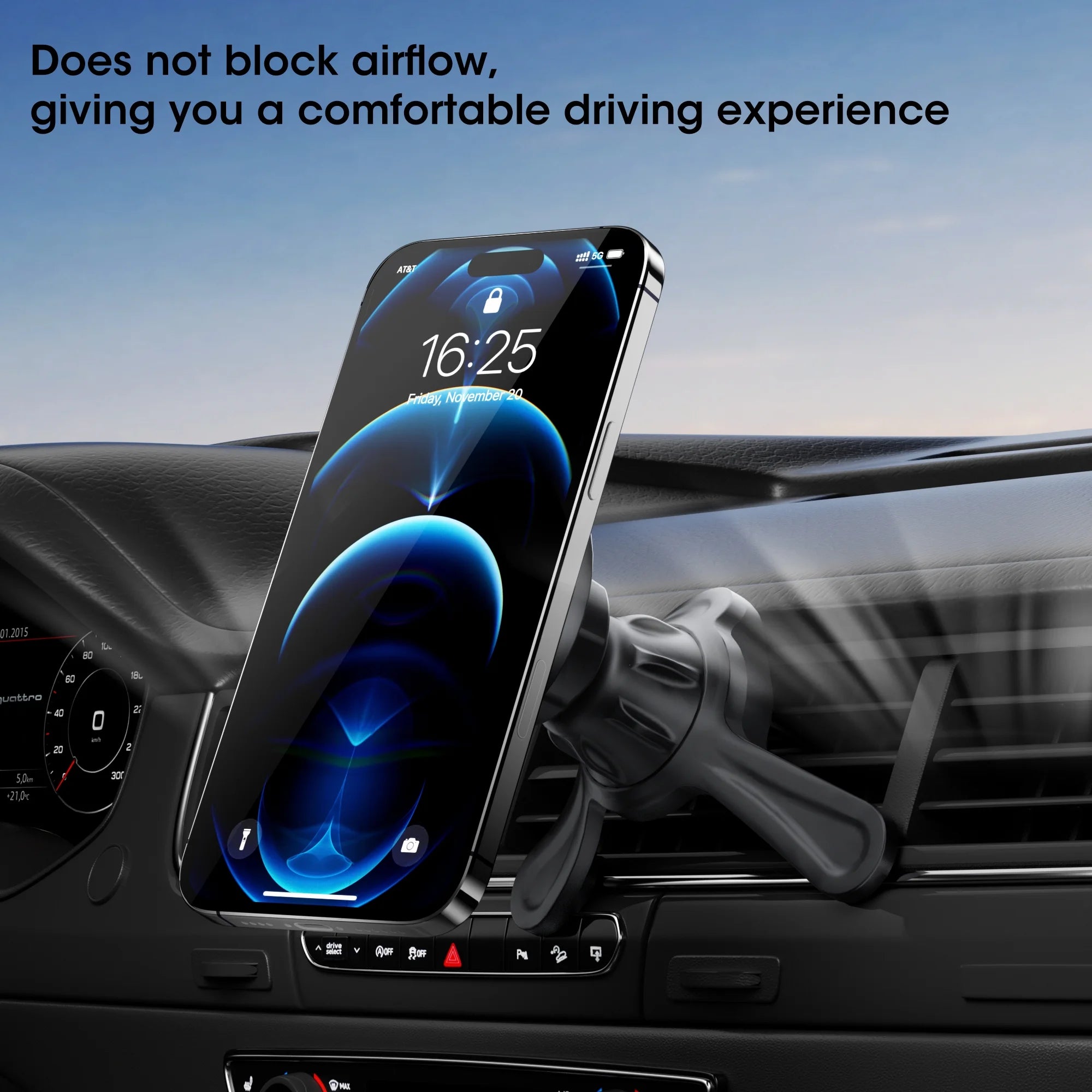 Universal Magnetic Phone Mount with Magnetic Disc, 360° Rotation, Air Vent Holder, Super Strong Magnet, Black