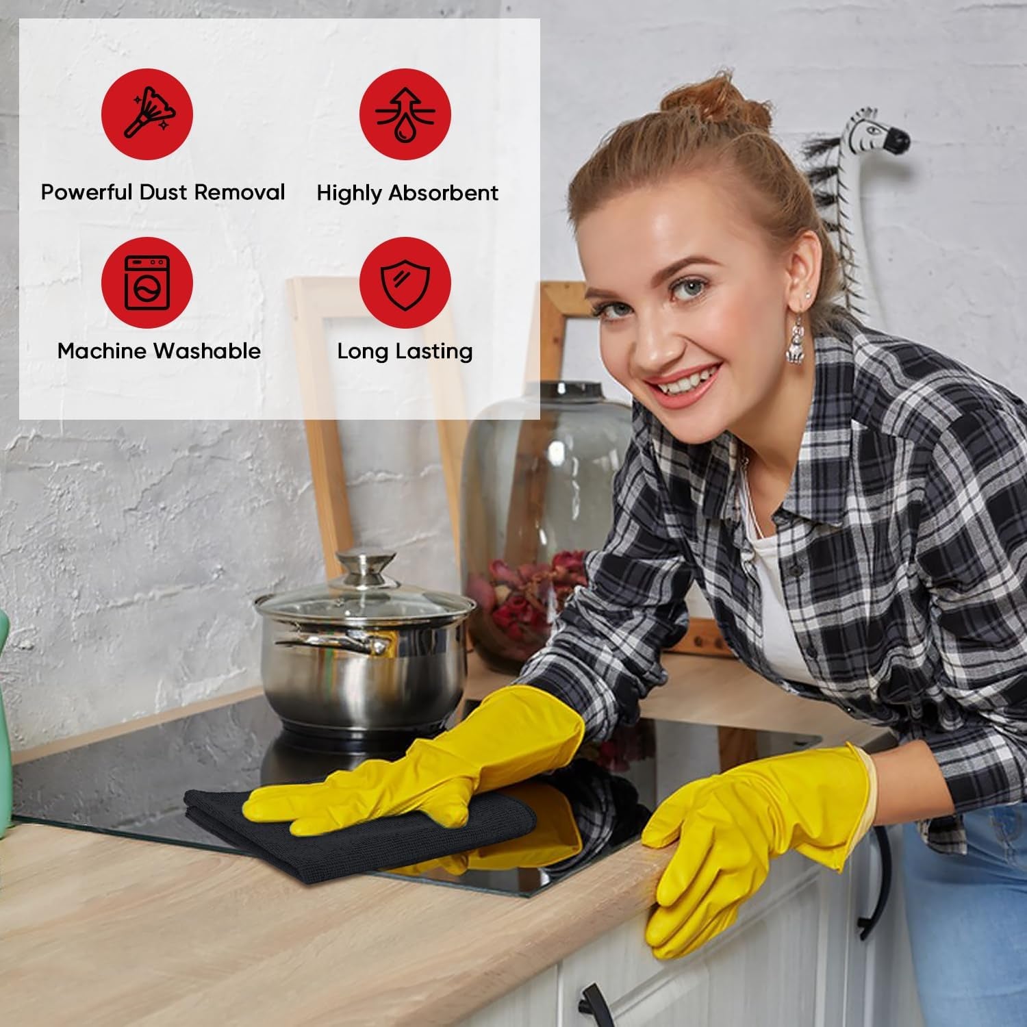 Microfiber Cleaning Cloth 24 Pack, Microfiber Towels for Cars, Soft & Absorbent Cleaning Rags, Premium Lint Free Shop Towels for House, Kitchen, Car, 12Inx16In