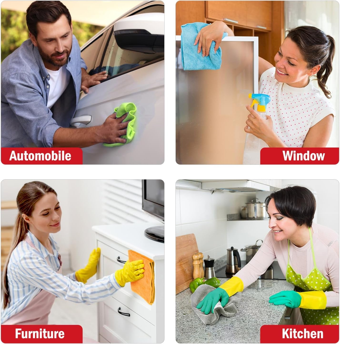 Microfiber Cleaning Cloth 24 Pack, Microfiber Towels for Cars, Soft & Absorbent Cleaning Rags, Premium Lint Free Shop Towels for House, Kitchen, Car, 12Inx16In