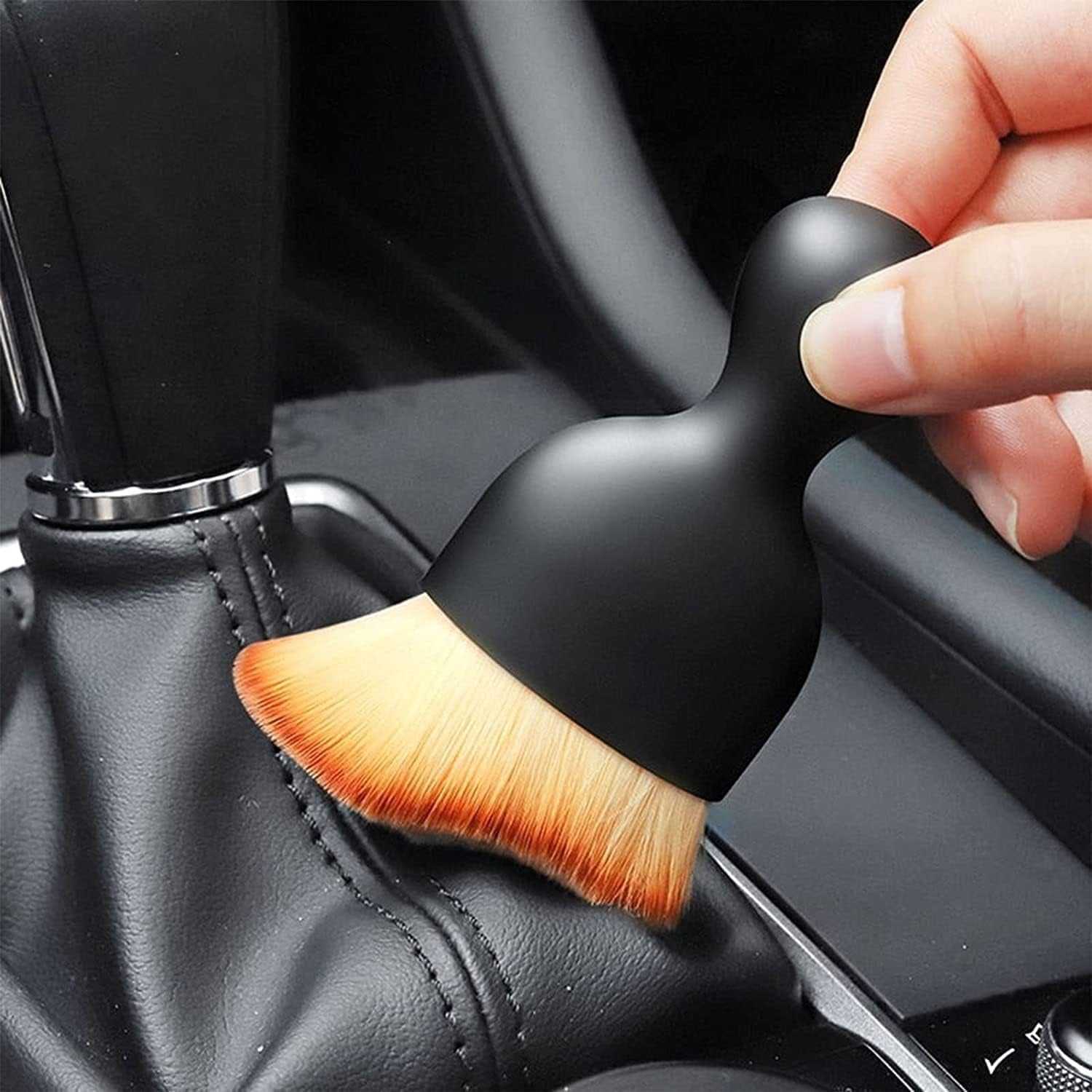 Zabernim Car Brush, Zabernim Car Interior Cleaning Tool, Car Cleaning Brush Dust Collectors, Curved Design Dirt Dust Clean Brushes, Engine Compartment and Dashboard(2 PCS) 01