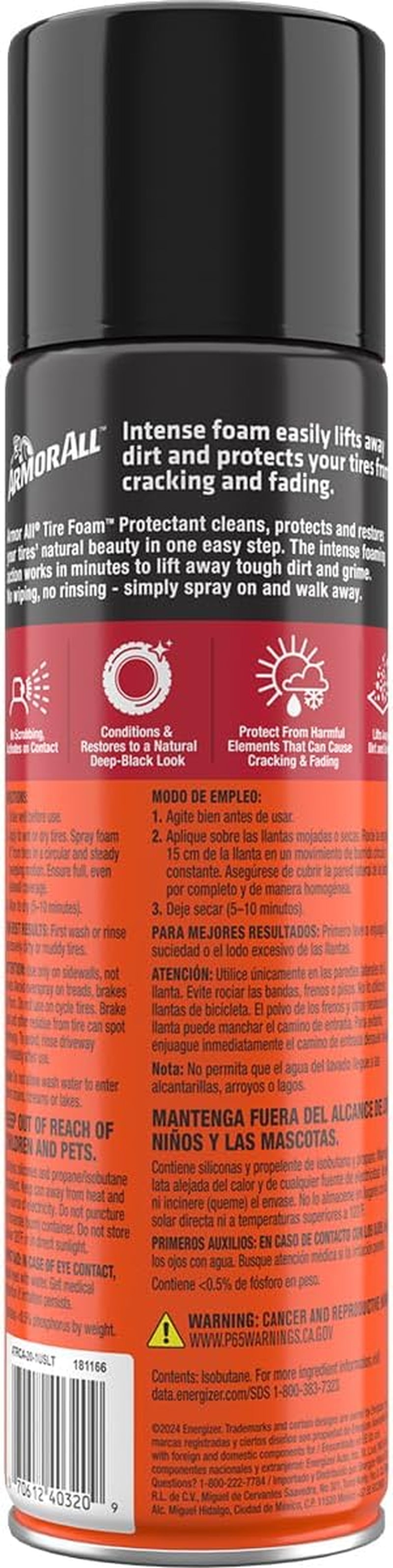 Tire Foam, Tire Cleaner Spray for Cars, Trucks, Motorcycles, 20 Oz Each, 1.25 Pound (Pack of 1)