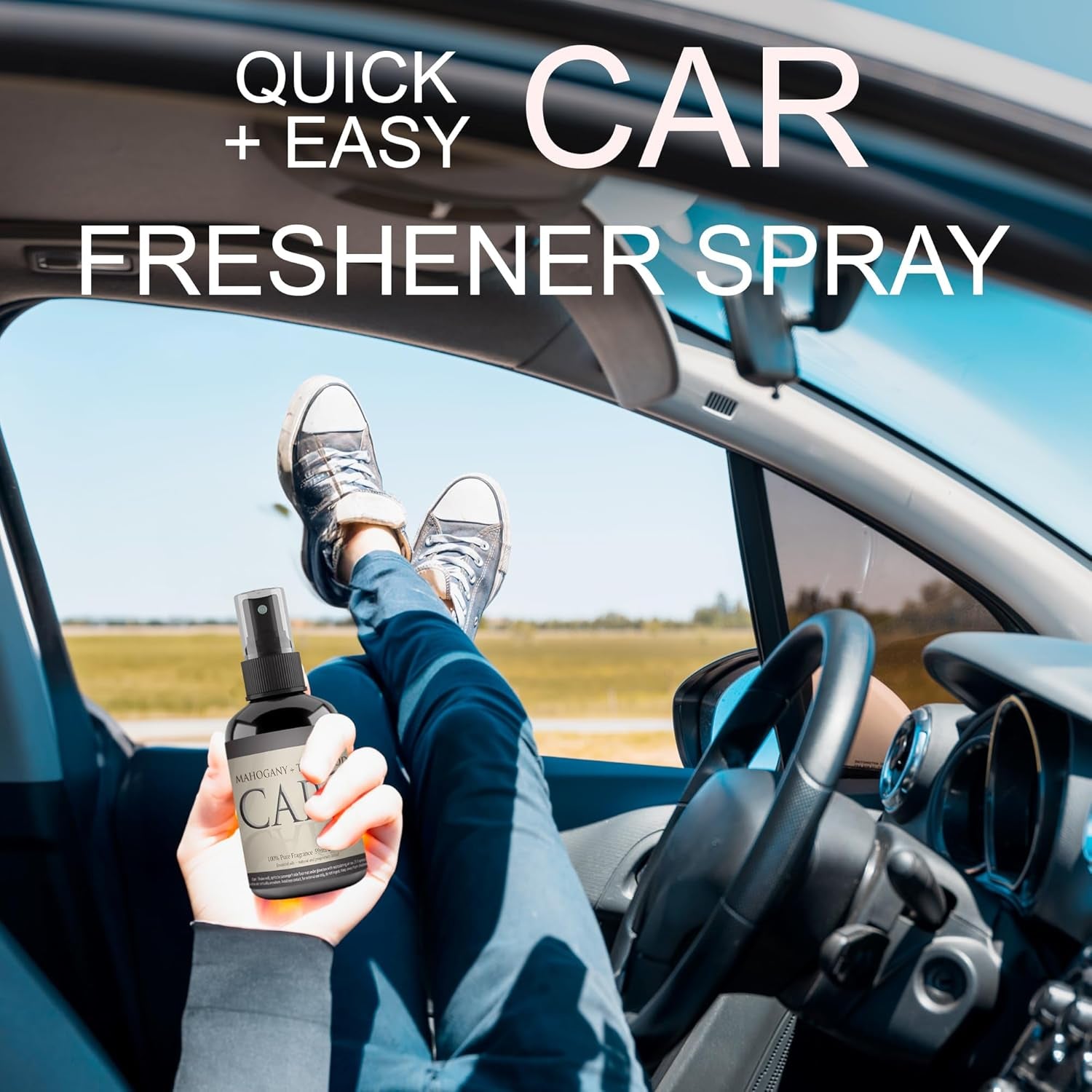 Luxury Car Air Freshener Spray - Long Lasting Odor Eliminator, Deodorize & Freshen, Truck & RV Accessories 2Oz - Mahogany Teakwood (2 Pack)